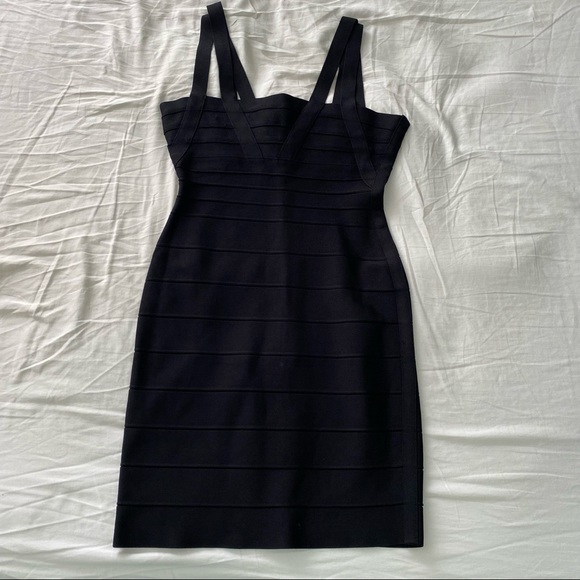 Herve Leger Cutout Bandage Dress, Black M